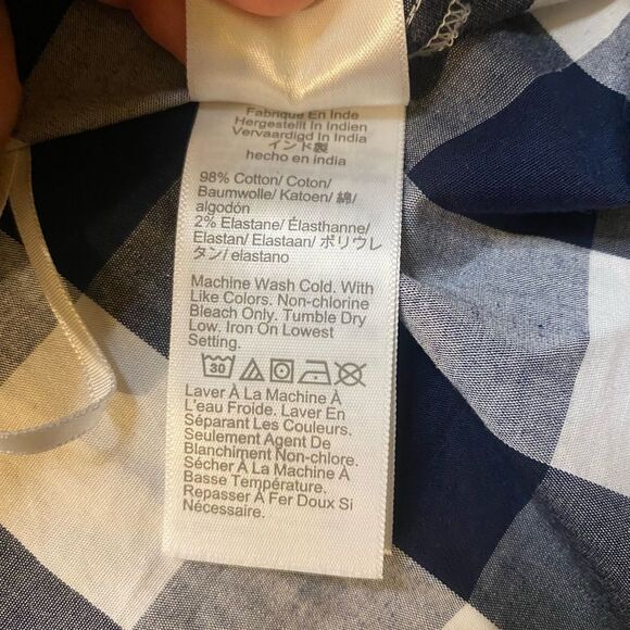 J. Crew White and Navy Gingham Ruffle One Shoulder Blouse - Picture 8 of 10